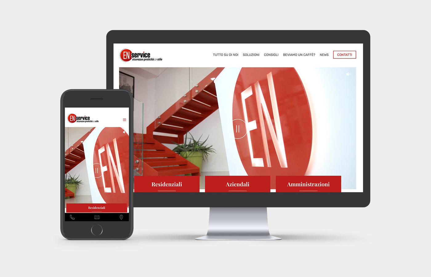 Concept, web design, art director, sito internet En Service con video loop in apertura